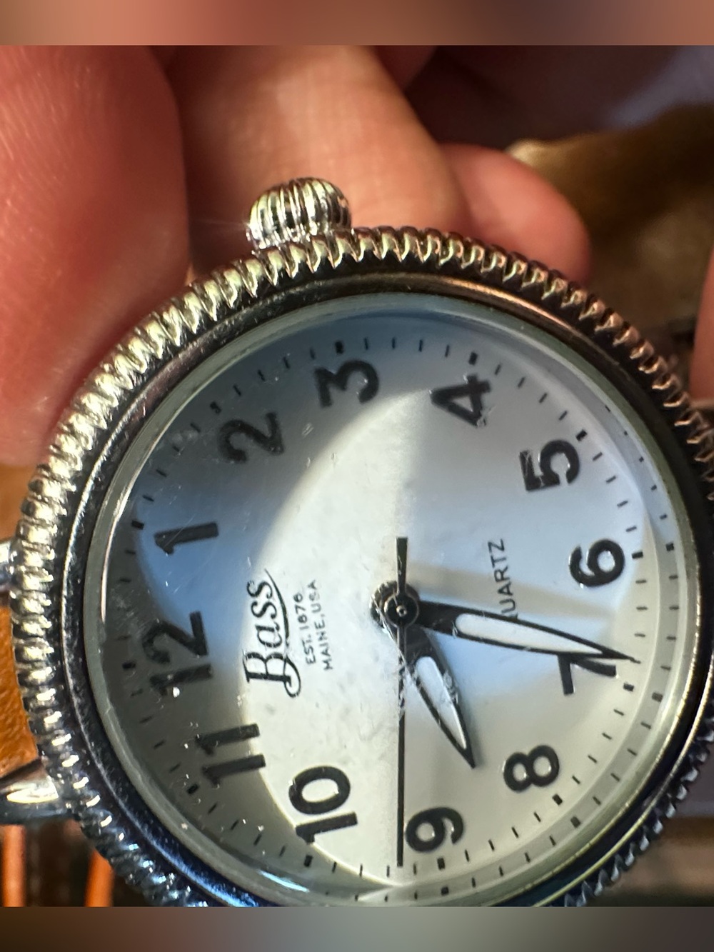 BASS watch leather strap double wrap large fun face RUNNING with a new battery